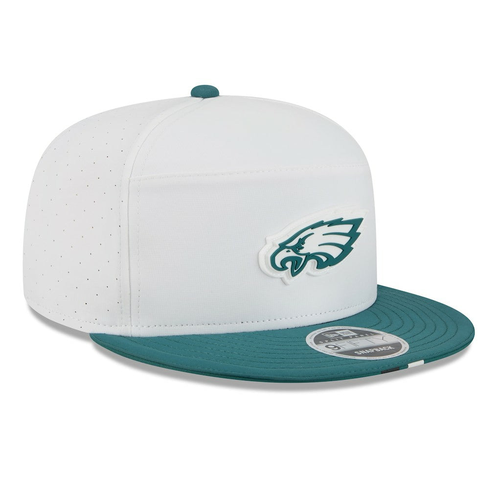 Philadelphia Eagles New Era 2025 NFL Training Camp Split Panel 9FIFTY Snapback Hat White/Midnight Green - NFL