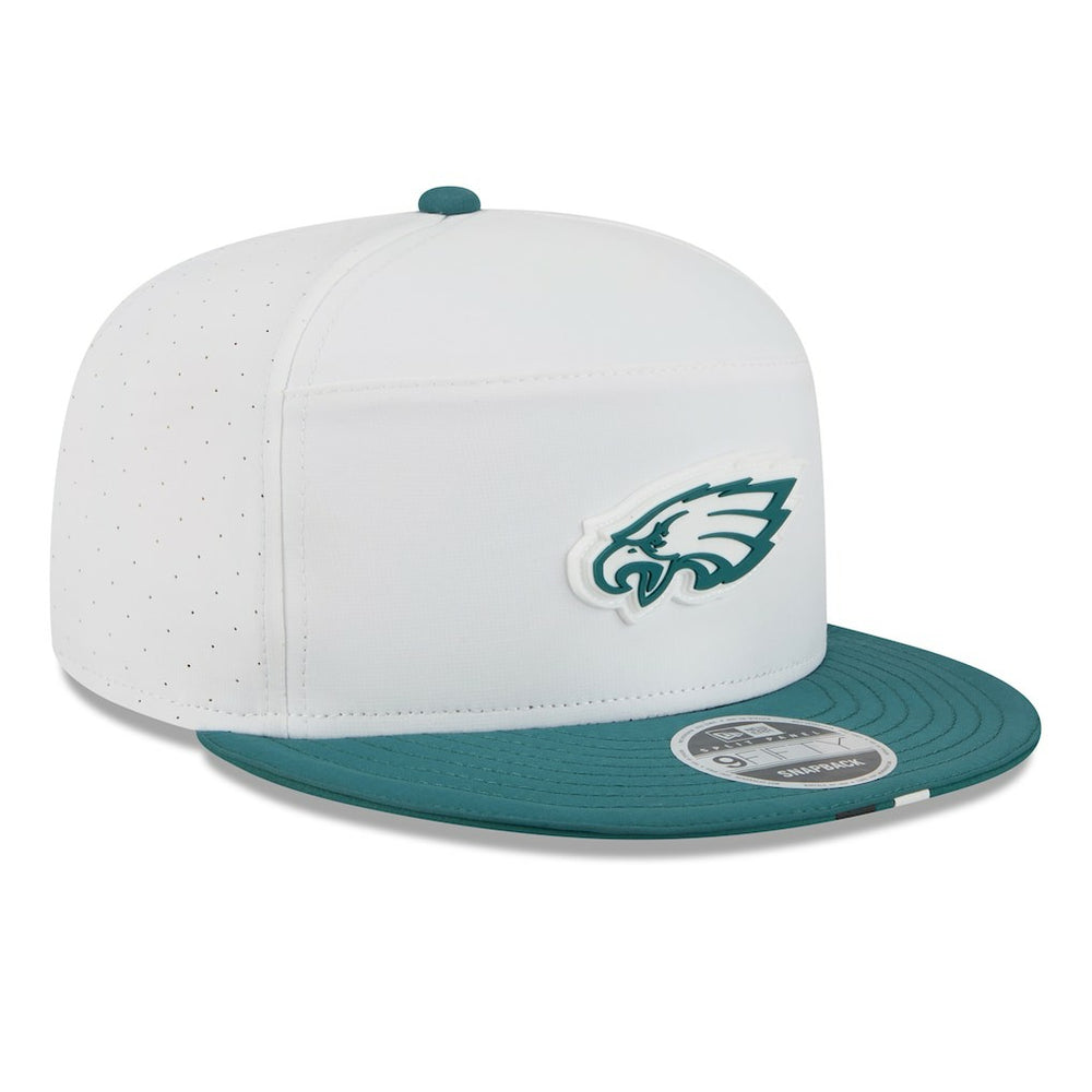 Philadelphia Eagles New Era 2025 NFL Training Camp Split Panel 9FIFTY Snapback Hat White/Midnight Green - NFL