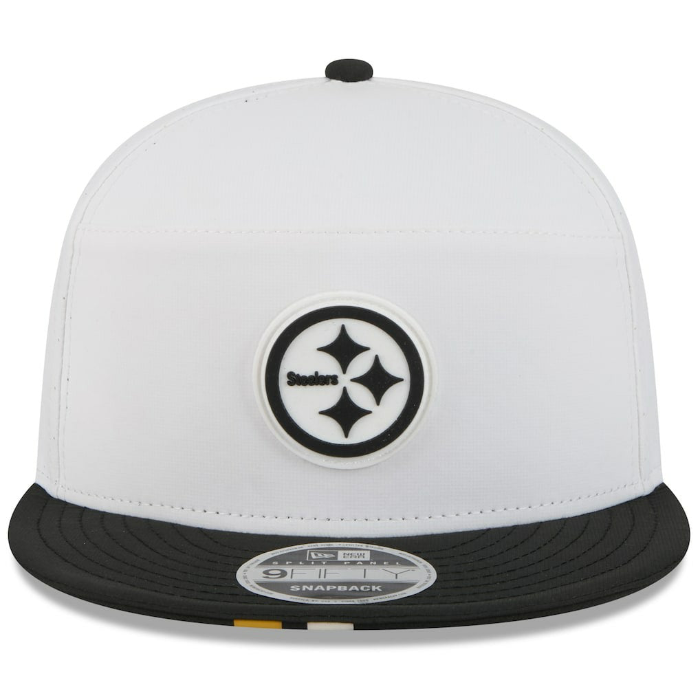 Pittsburgh Steelers New Era 2025 NFL Training Camp Split Panel 9FIFTY Snapback Hat White/Black - NFL