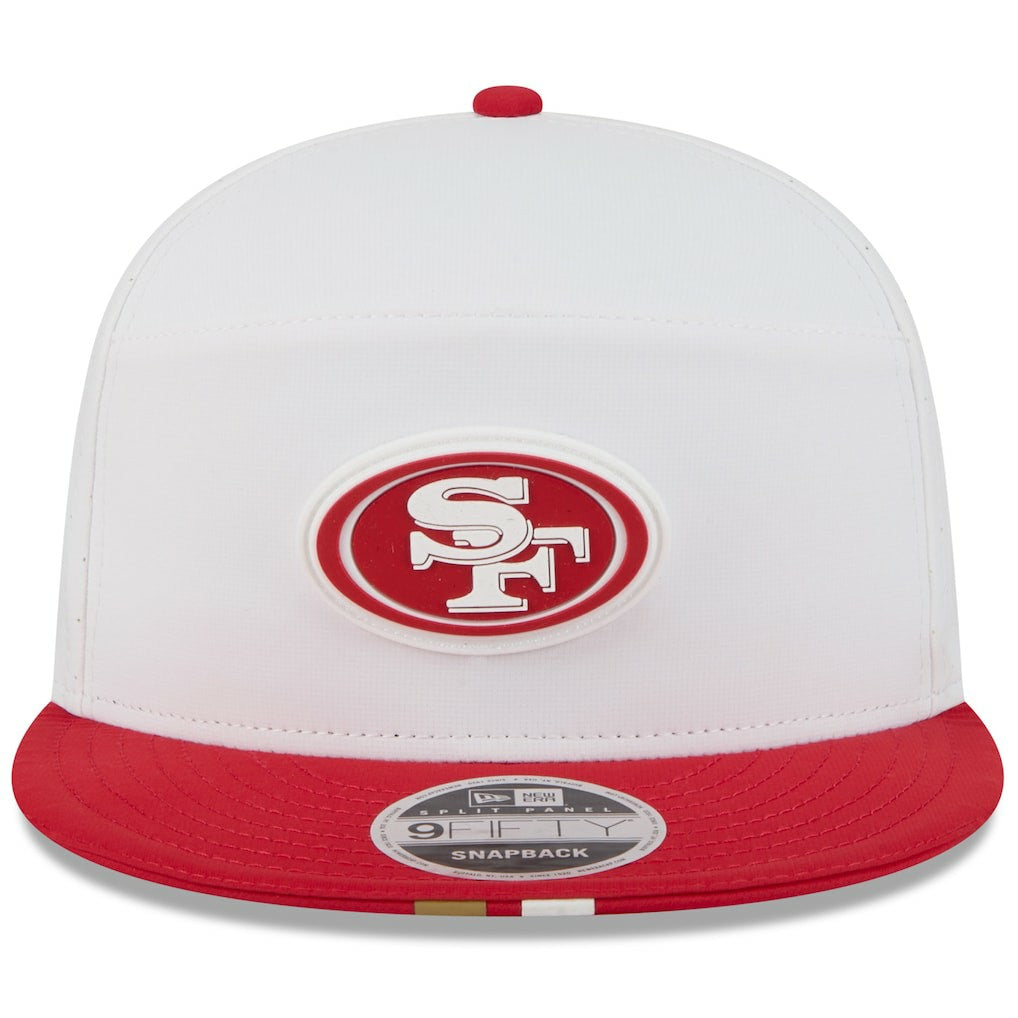San Francisco 49ers New Era 2025 NFL Training Camp Split Panel 9FIFTY Snapback Hat White/Scarlet - NFL