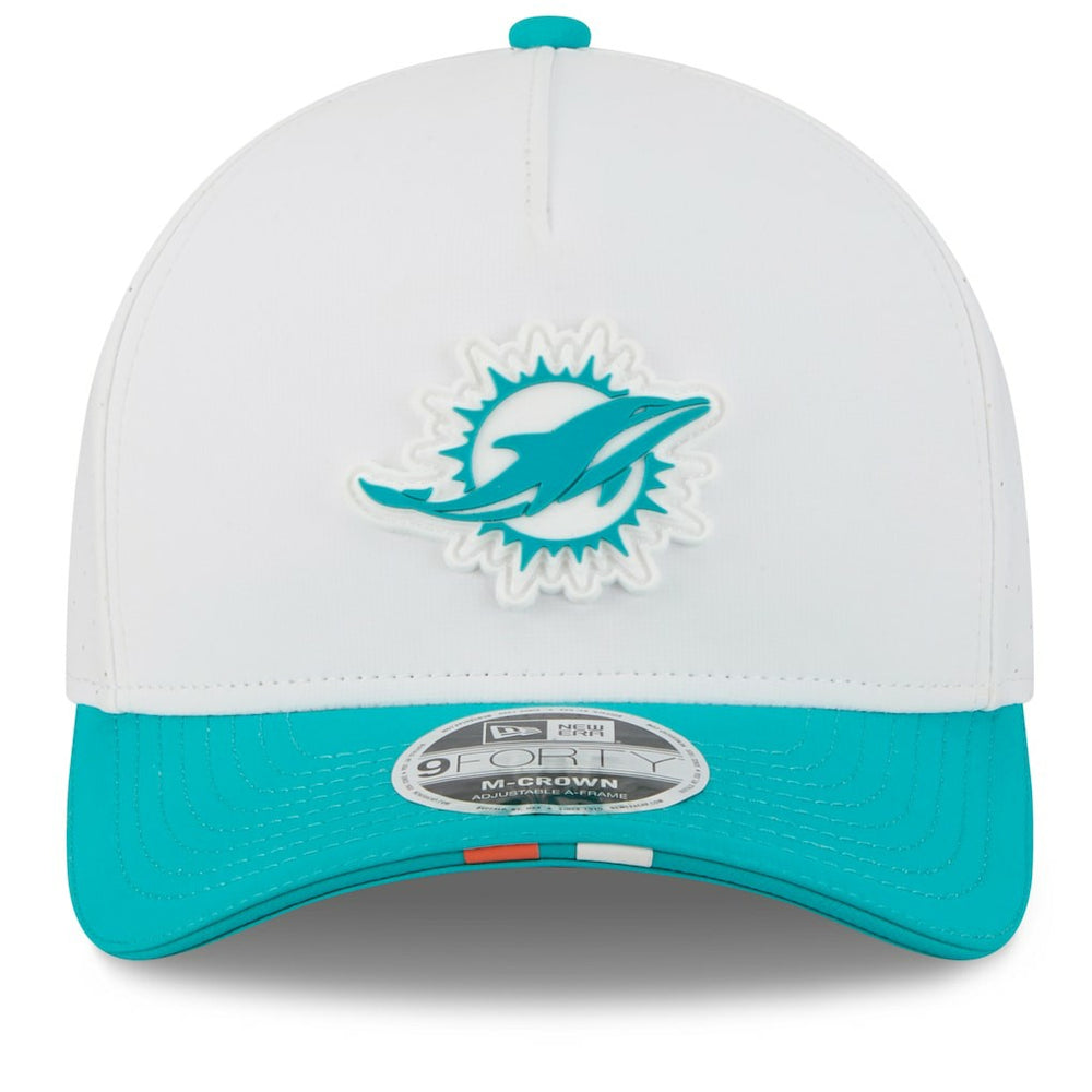 Miami Dolphins New Era 2025 NFL Training Camp A-Frame 9FORTY Adjustable Hat White/Aqua - NFL
