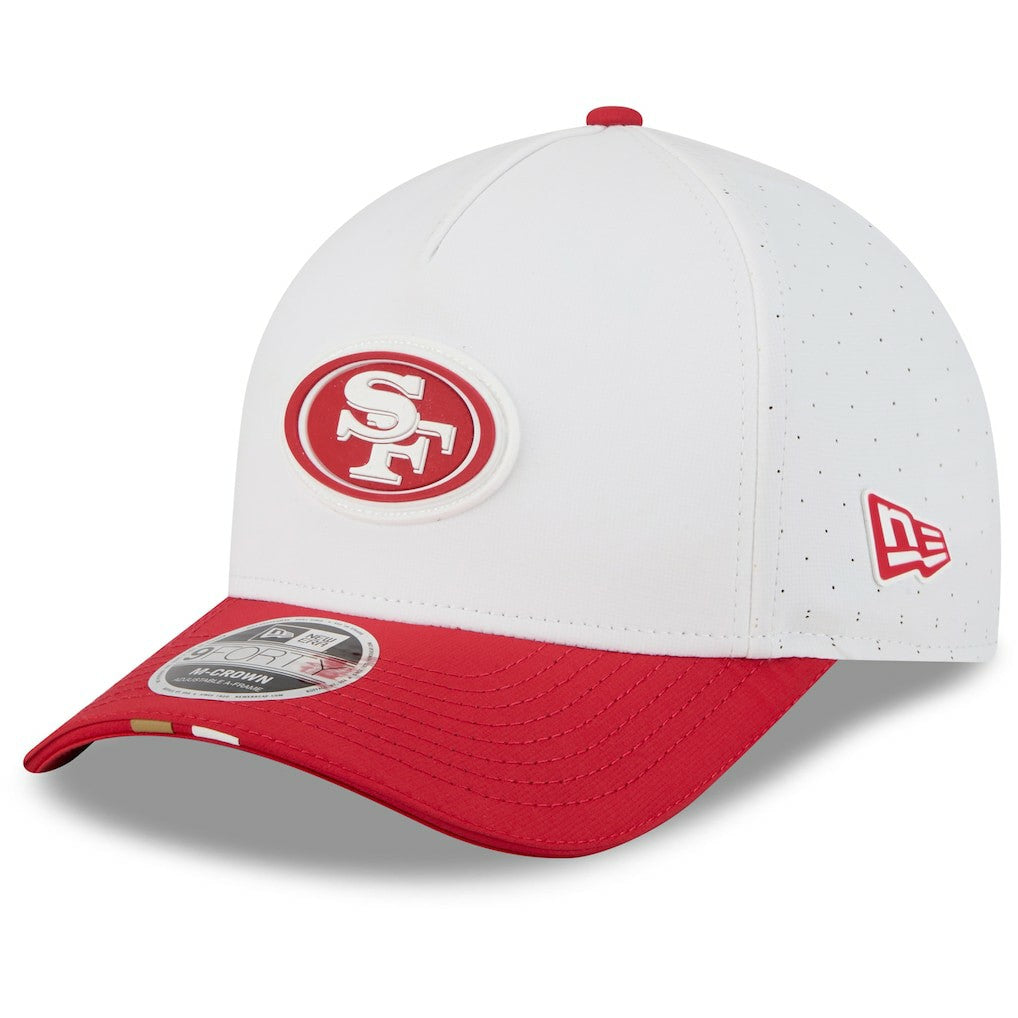 San Francisco 49ers New Era 2025 NFL Training Camp A-Frame 9FORTY Adjustable Hat White/Scarlet - NFL