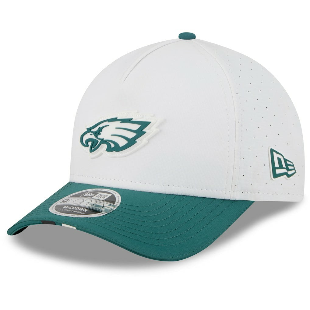 Philadelphia Eagles New Era 2025 NFL Training Camp A-Frame 9FORTY Adjustable Hat White/Midnight Green - NFL