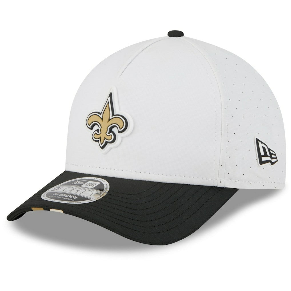 New Orleans Saints New Era 2025 NFL Training Camp A-Frame 9FORTY Adjustable Hat White/Black - NFL