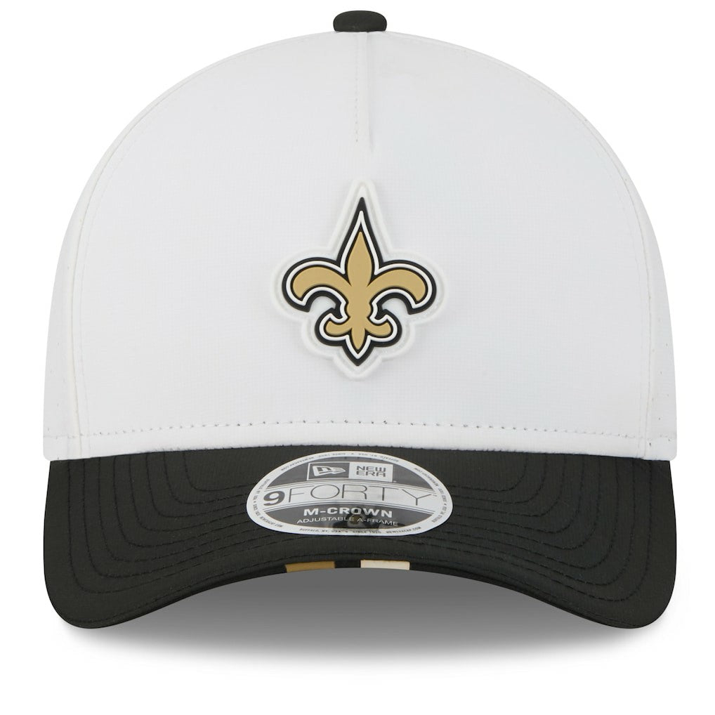 New Orleans Saints New Era 2025 NFL Training Camp A-Frame 9FORTY Adjustable Hat White/Black - NFL
