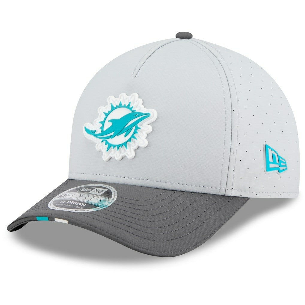 Miami Dolphins New Era 2025 NFL Training Camp A-Frame 9FORTY Adjustable Hat Gray/Graphite - NFL