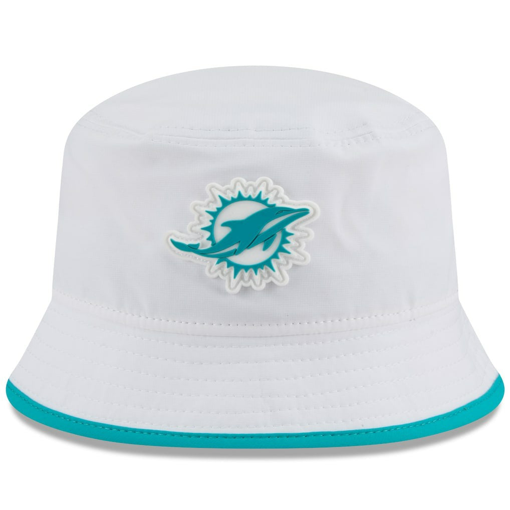 Miami Dolphins New Era 2025 NFL Training Camp Stretch Bucket Hat White - NFL