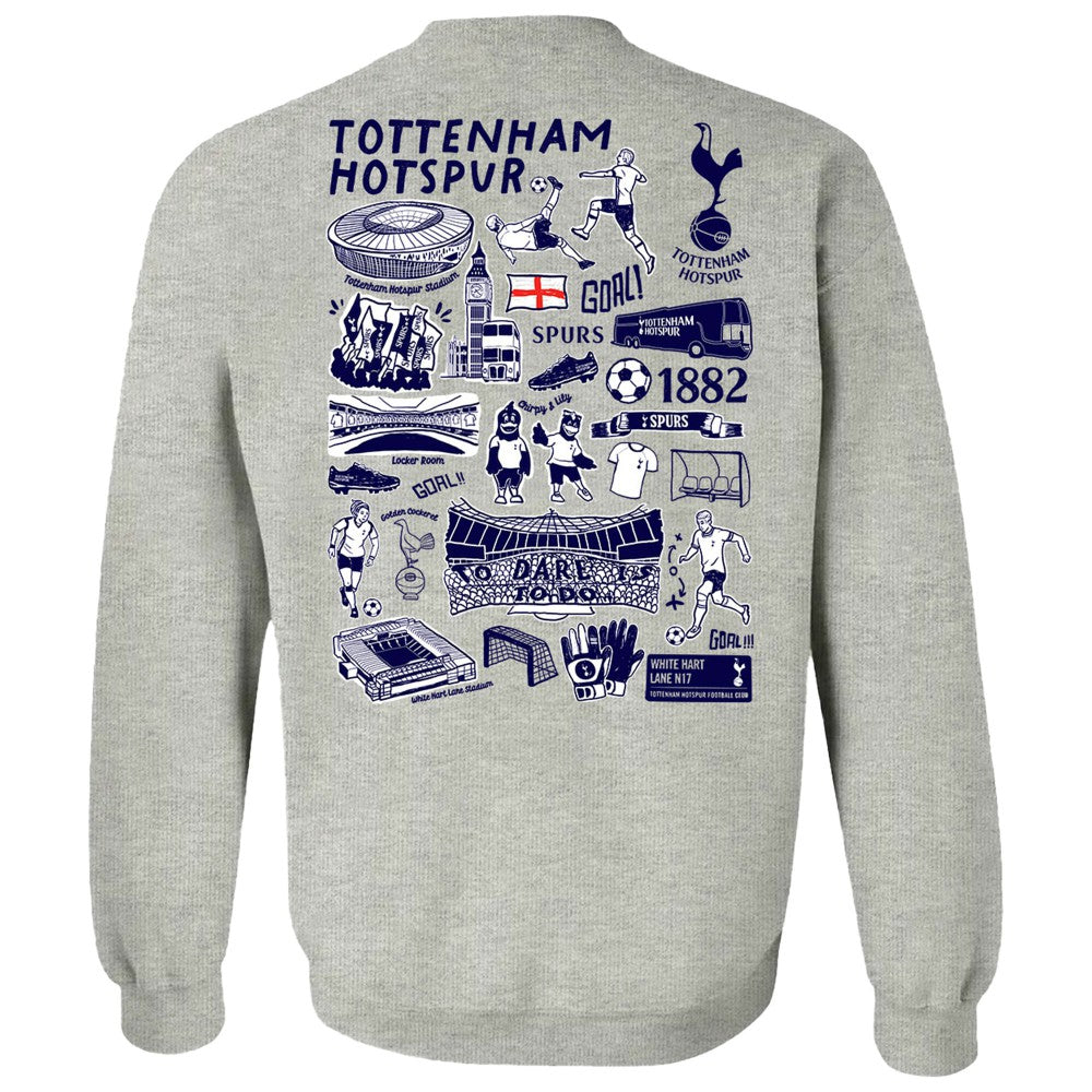 Tottenham Hotspur Vive La Fete Women's Impressions Artwork Pullover Sweatshirt - Gray