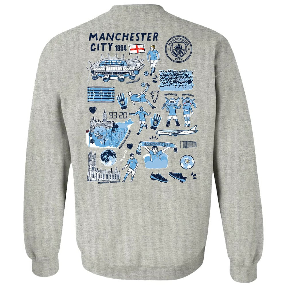 Manchester City Vive La Fete Women's Impressions Artwork Pullover Sweatshirt - Gray