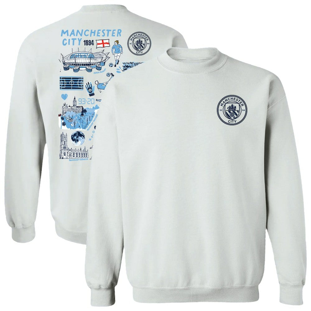 Manchester City Vive La Fete Women's Impressions Artwork Pullover Sweatshirt - White