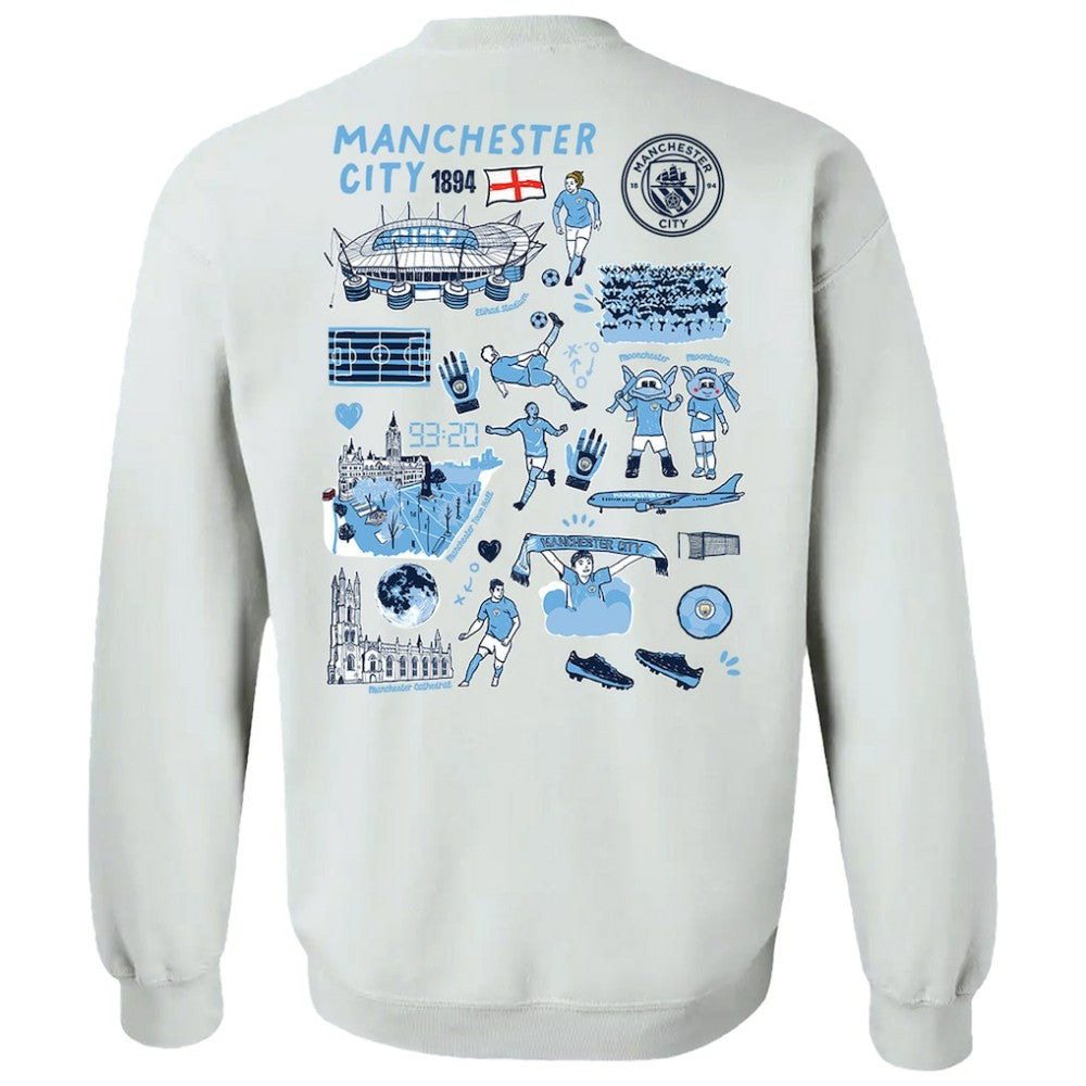 Manchester City Vive La Fete Women's Impressions Artwork Pullover Sweatshirt - White