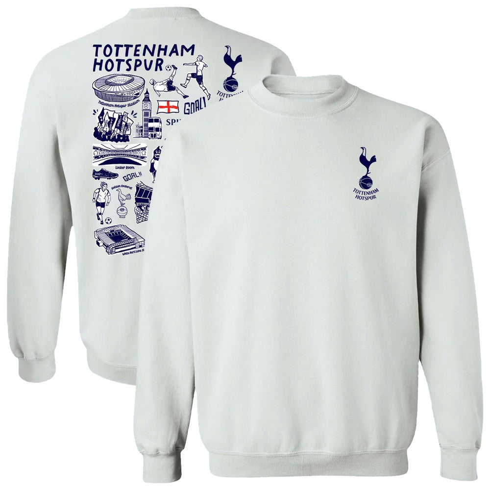 Tottenham Hotspur Vive La Fete Women's Impressions Artwork Pullover Sweatshirt - White