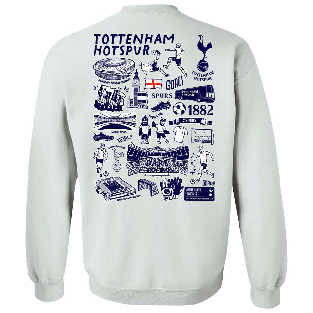 Tottenham Hotspur Vive La Fete Women's Impressions Artwork Pullover Sweatshirt - White