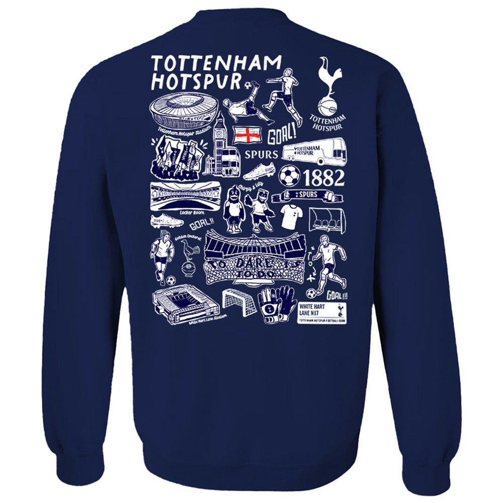 Tottenham Hotspur Vive La Fete Women's Impressions Artwork Pullover Sweatshirt - Navy