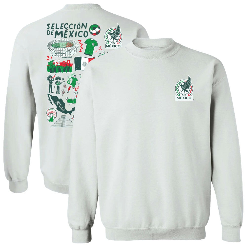 Mexico National Team Vive La Fete Women's Impressions Artwork Pullover Sweatshirt - White