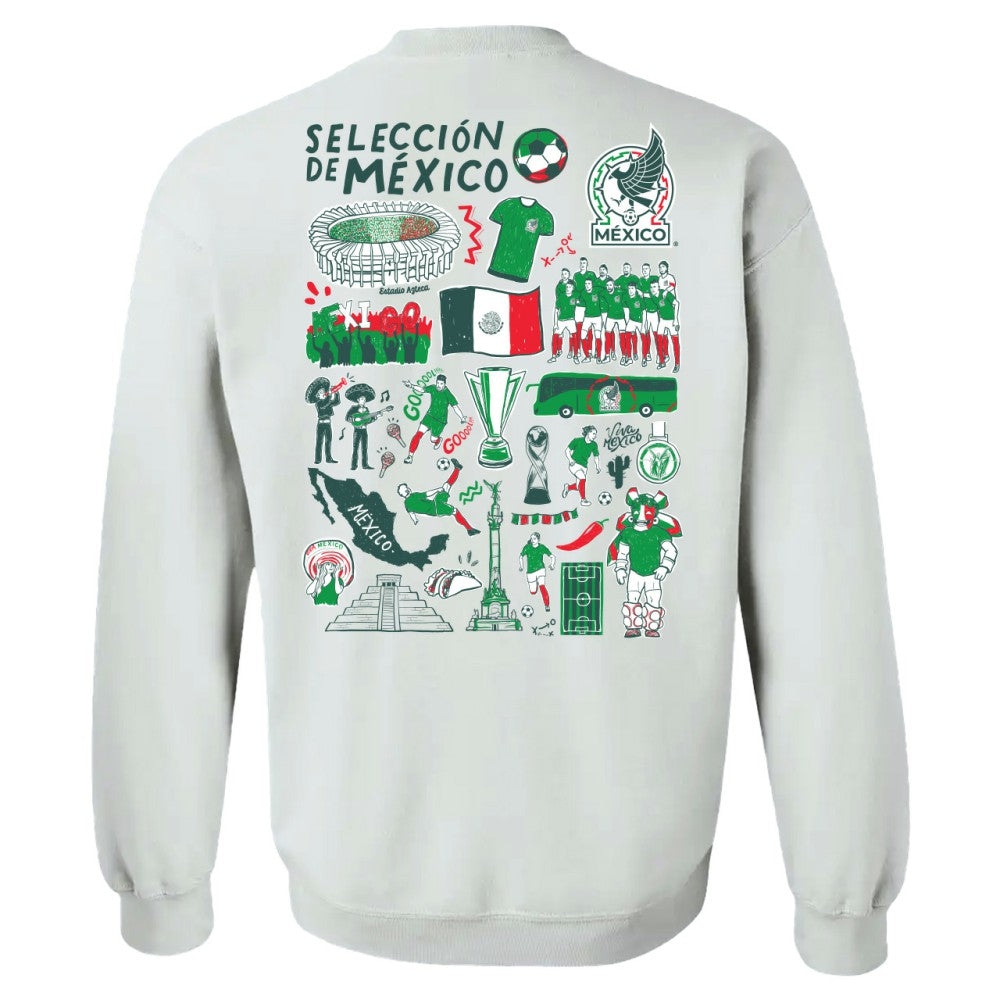 Mexico National Team Vive La Fete Women's Impressions Artwork Pullover Sweatshirt - White