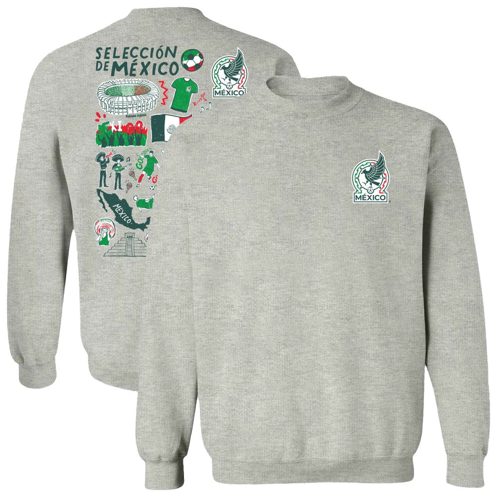 Mexico National Team Vive La Fete Women's Impressions Artwork Pullover Sweatshirt - Gray