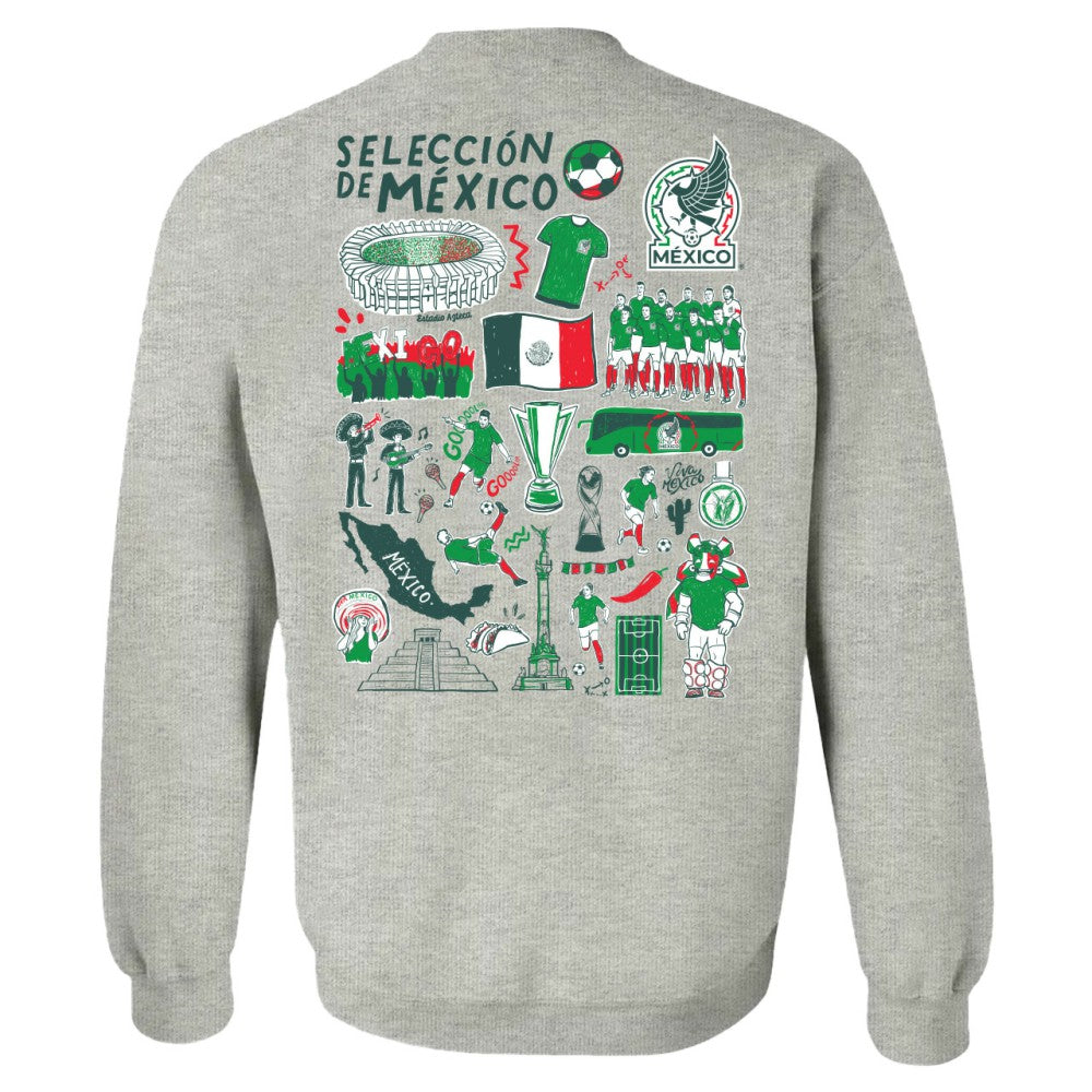 Mexico National Team Vive La Fete Women's Impressions Artwork Pullover Sweatshirt - Gray