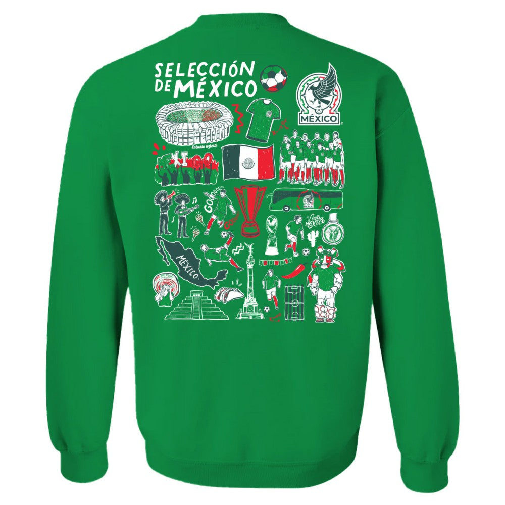 Mexico National Team Vive La Fete Women's Impressions Artwork Pullover Sweatshirt - Green