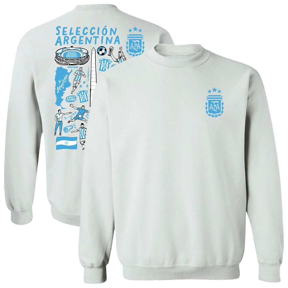 Argentina National Team Vive La Fete Women's Impressions Artwork Pullover Sweatshirt - White