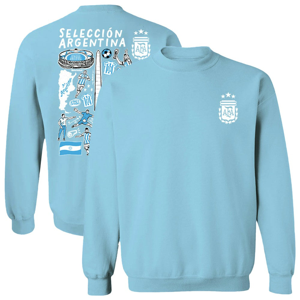 Argentina National Team Vive La Fete Women's Impressions Artwork Pullover Sweatshirt - Light Blue