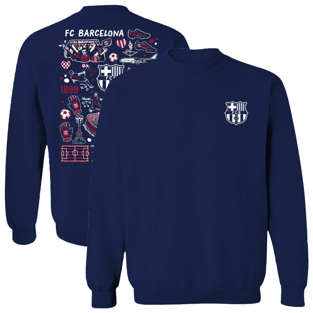 Barcelona Vive La Fete Women's Impressions Artwork Pullover Sweatshirt - Navy