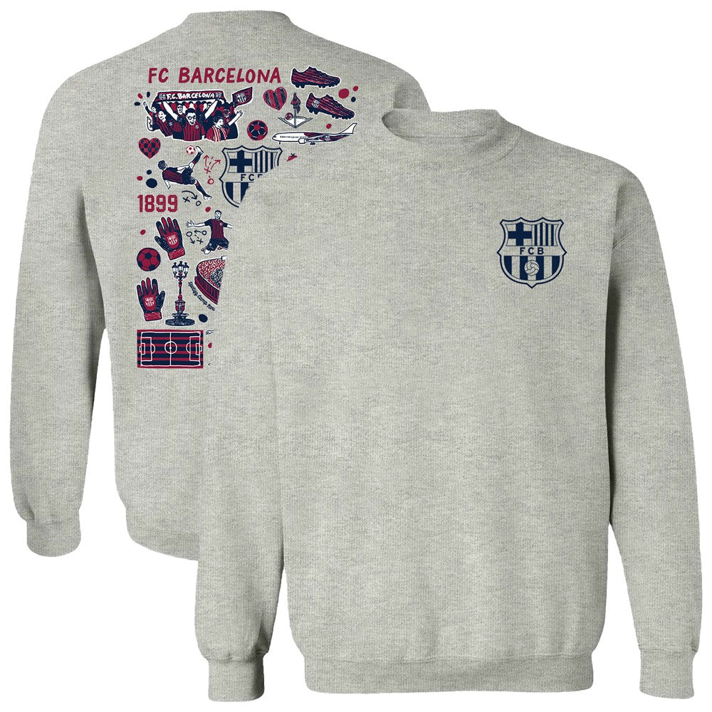 Barcelona Vive La Fete Women's Impressions Artwork Pullover Sweatshirt - Gray