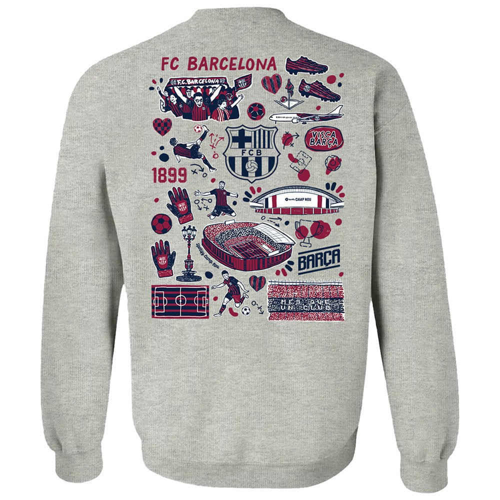 Barcelona Vive La Fete Women's Impressions Artwork Pullover Sweatshirt - Gray