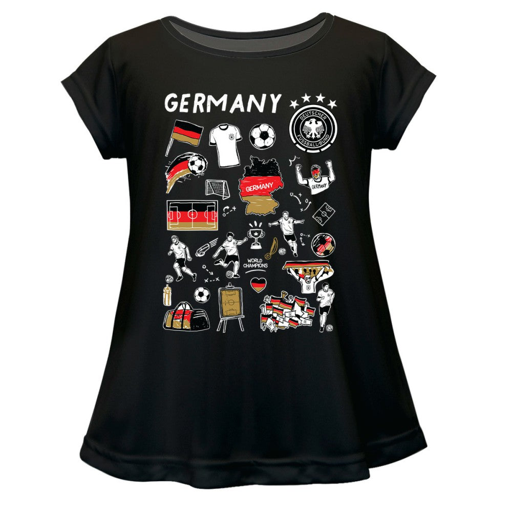 Germany National Team Vive La Fete Girls Youth Impressions Artwork A-Line Top - Black