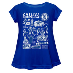 Chelsea Vive La Fete Girls Youth Impressions Artwork A-Line Top - Blue