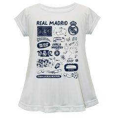 Real Madrid Vive La Fete Girls Youth Impressions Artwork A-Line Top - White