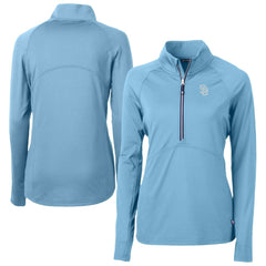 San Diego Padres Cutter & Buck Women's Raglan Adapt Eco Knit Stretch Recycled Half-Zip Top Lifestyle