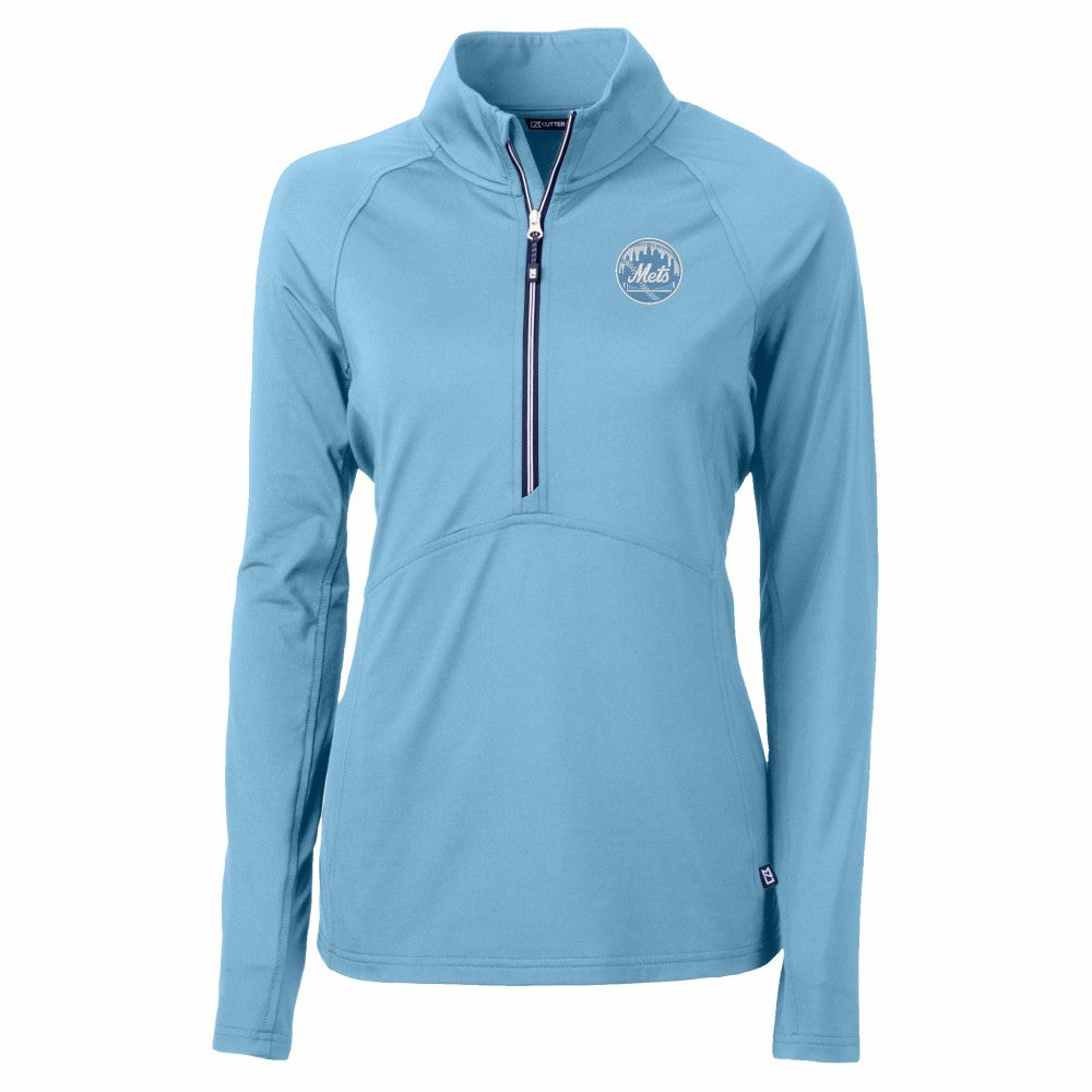 New York Mets Cutter & Buck Women's Raglan Adapt Eco Knit Stretch Recycled Half-Zip Top discount