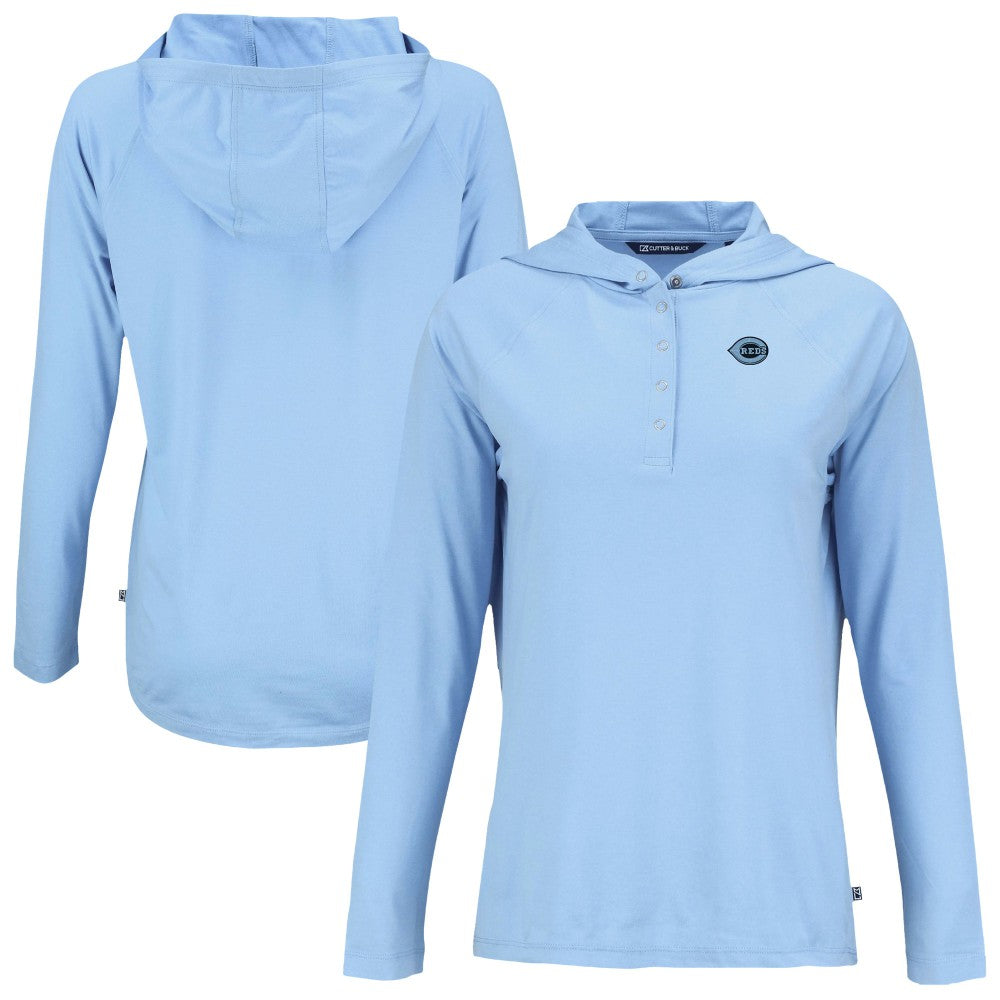 Cincinnati Reds Cutter & Buck Women's Coastline Epic Comfort Eco Recycled Long Sleeve Hoodie T-Shirt Sale