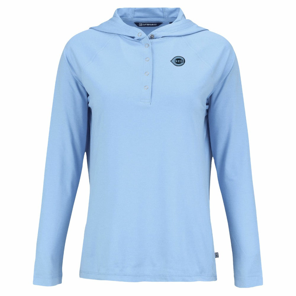 Cincinnati Reds Cutter & Buck Women's Coastline Epic Comfort Eco Recycled Long Sleeve Hoodie T-Shirt Sale