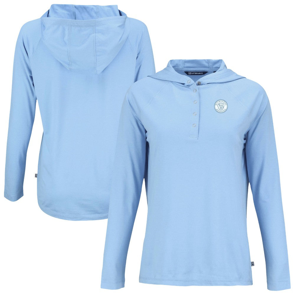 Milwaukee Brewers Cutter & Buck Women's Coastline Epic Comfort Eco Recycled Long Sleeve Hoodie T-Shirt Online