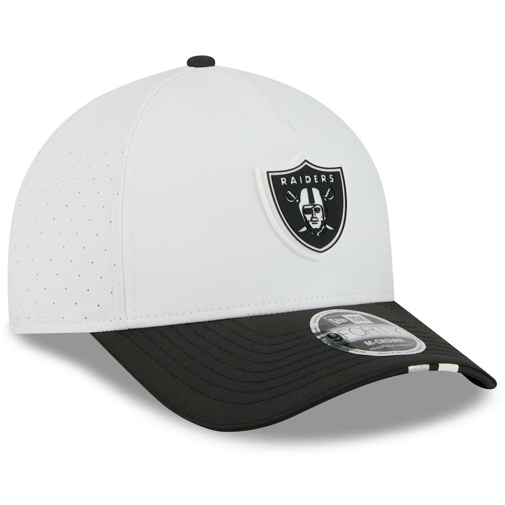 Las Vegas Raiders New Era Youth 2025 NFL Training Camp A-Frame 9FORTY Adjustable Hat White/Black - NFL