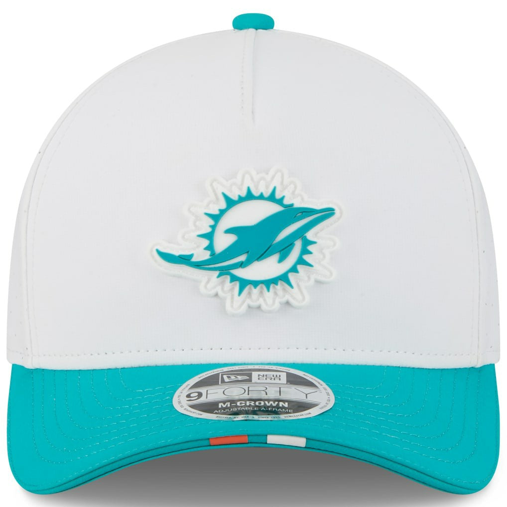 Miami Dolphins New Era Youth 2025 NFL Training Camp A-Frame 9FORTY Adjustable Hat White/Aqua - NFL