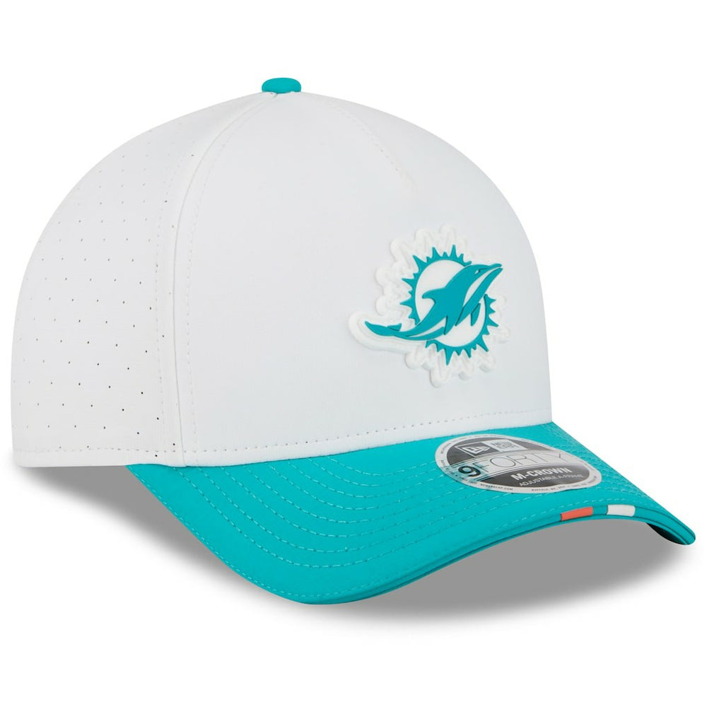 Miami Dolphins New Era Youth 2025 NFL Training Camp A-Frame 9FORTY Adjustable Hat White/Aqua - NFL