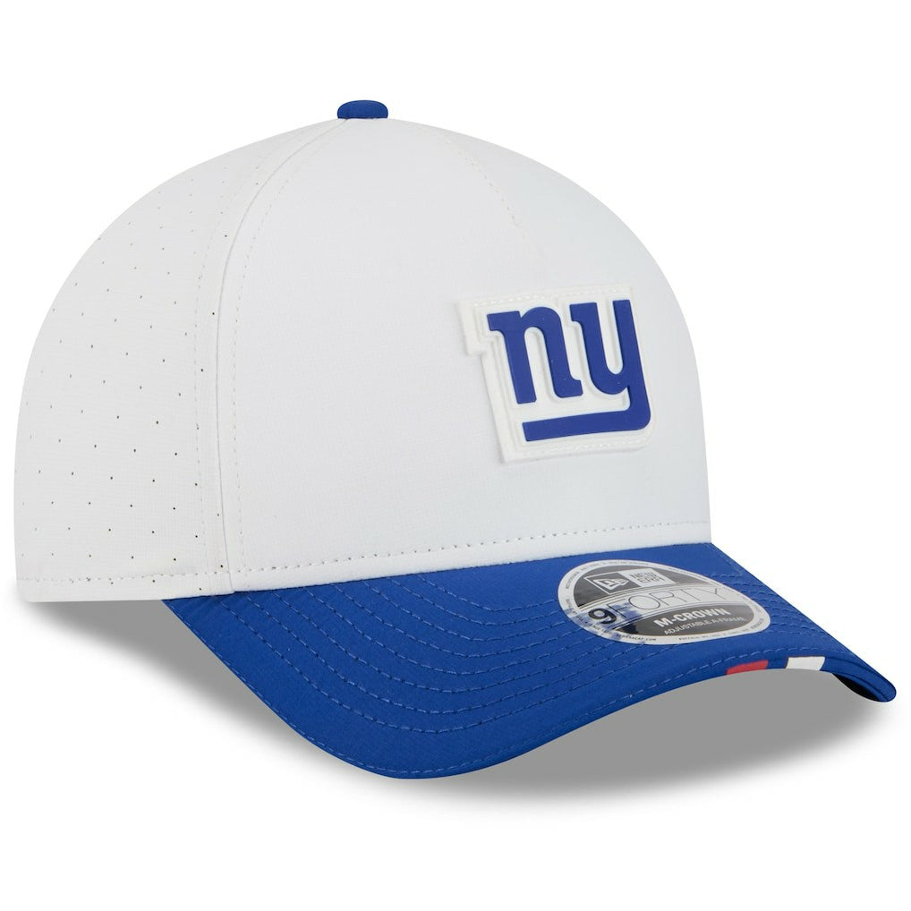 New York Giants New Era Youth 2025 NFL Training Camp A-Frame 9FORTY Adjustable Hat White/Royal - NFL