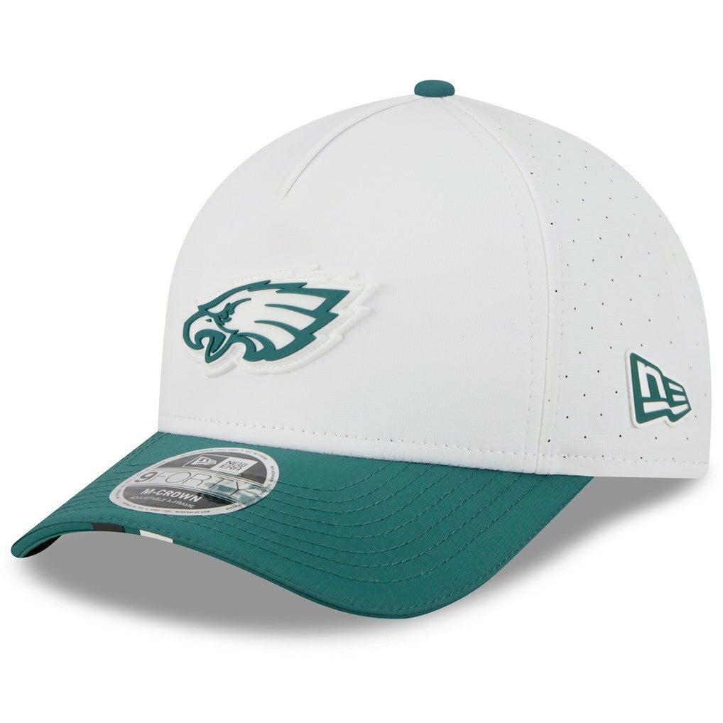 Philadelphia Eagles New Era Youth 2025 NFL Training Camp A-Frame 9FORTY Adjustable Hat White/Midnight Green - NFL