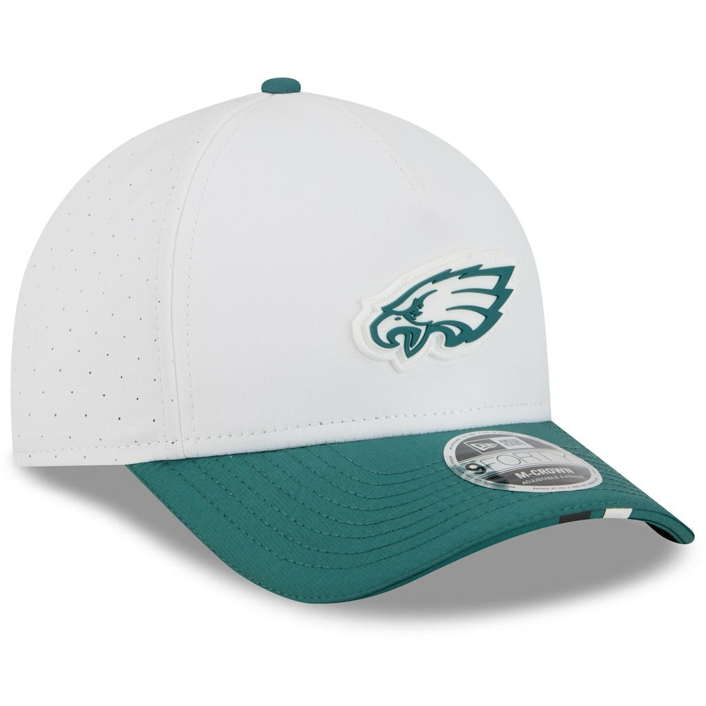 Philadelphia Eagles New Era Youth 2025 NFL Training Camp A-Frame 9FORTY Adjustable Hat White/Midnight Green - NFL