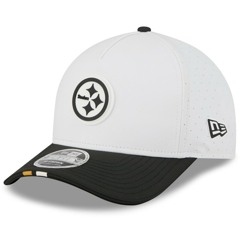 Pittsburgh Steelers New Era Youth 2025 NFL Training Camp A-Frame 9FORTY Adjustable Hat White/Black - NFL