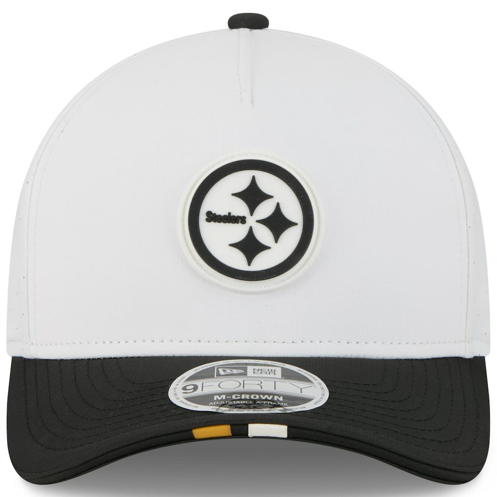 Pittsburgh Steelers New Era Youth 2025 NFL Training Camp A-Frame 9FORTY Adjustable Hat White/Black - NFL