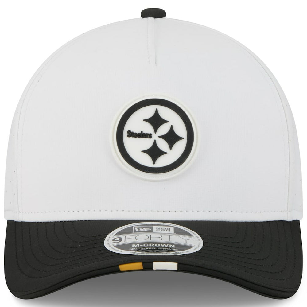 Pittsburgh Steelers New Era Youth 2025 NFL Training Camp A-Frame 9FORTY Adjustable Hat White/Black - NFL