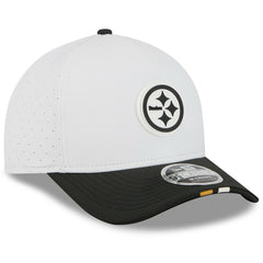 Pittsburgh Steelers New Era Youth 2025 NFL Training Camp A-Frame 9FORTY Adjustable Hat White/Black - NFL