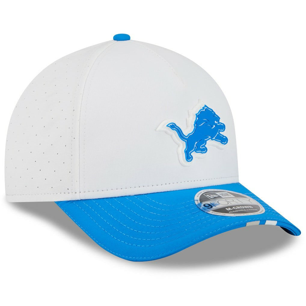 Detroit Lions New Era Youth 2025 NFL Training Camp A-Frame 9FORTY Adjustable Hat White/Blue - NFL