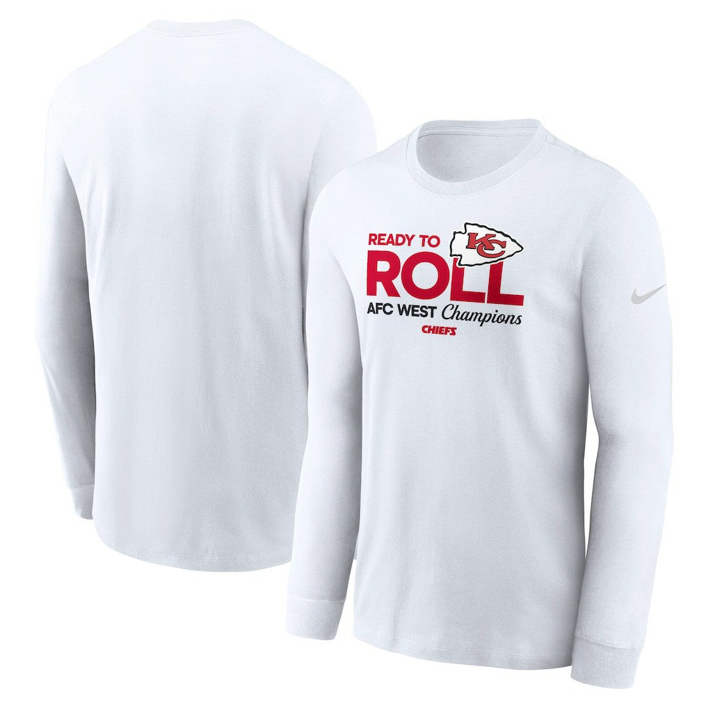 Kansas City Chiefs 2024 AFC West Division Champions Locker Room Trophy Collection Long Sleeve T-Shirt White - Nike