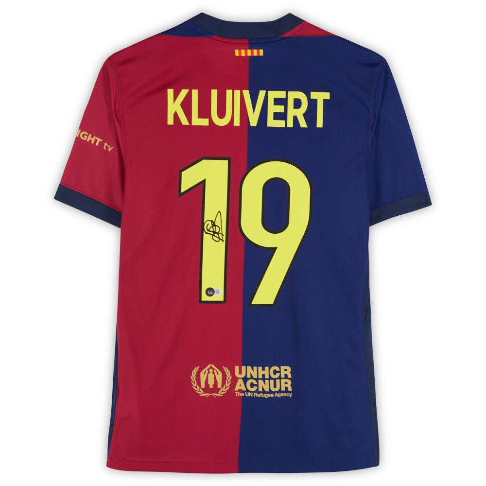 Fanatics Patrick Kluivert Barcelona Autographed 2024-25 Red/Blue Home Jerseys - BAS