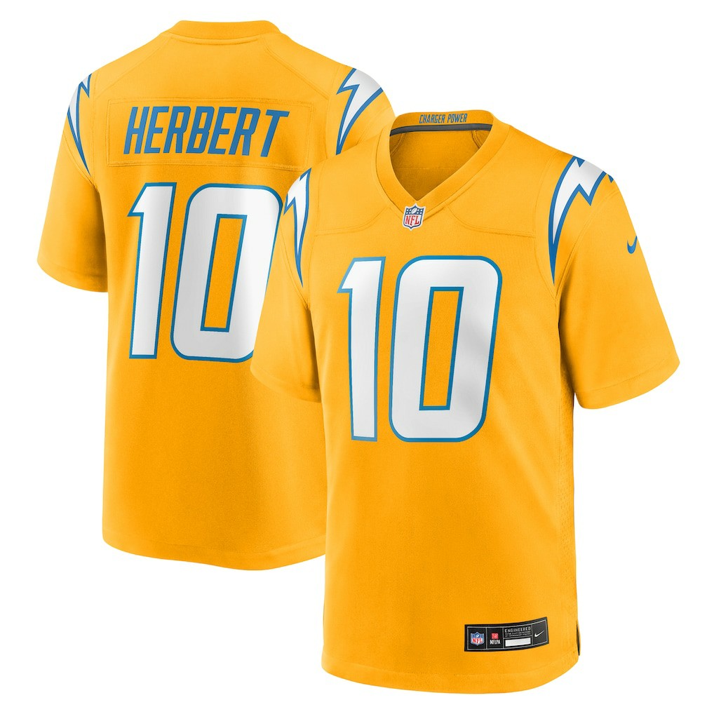 Justin Herbert Los Angeles Chargers Youth Alternate Charger Power Game Player Jersey Gold - Nike